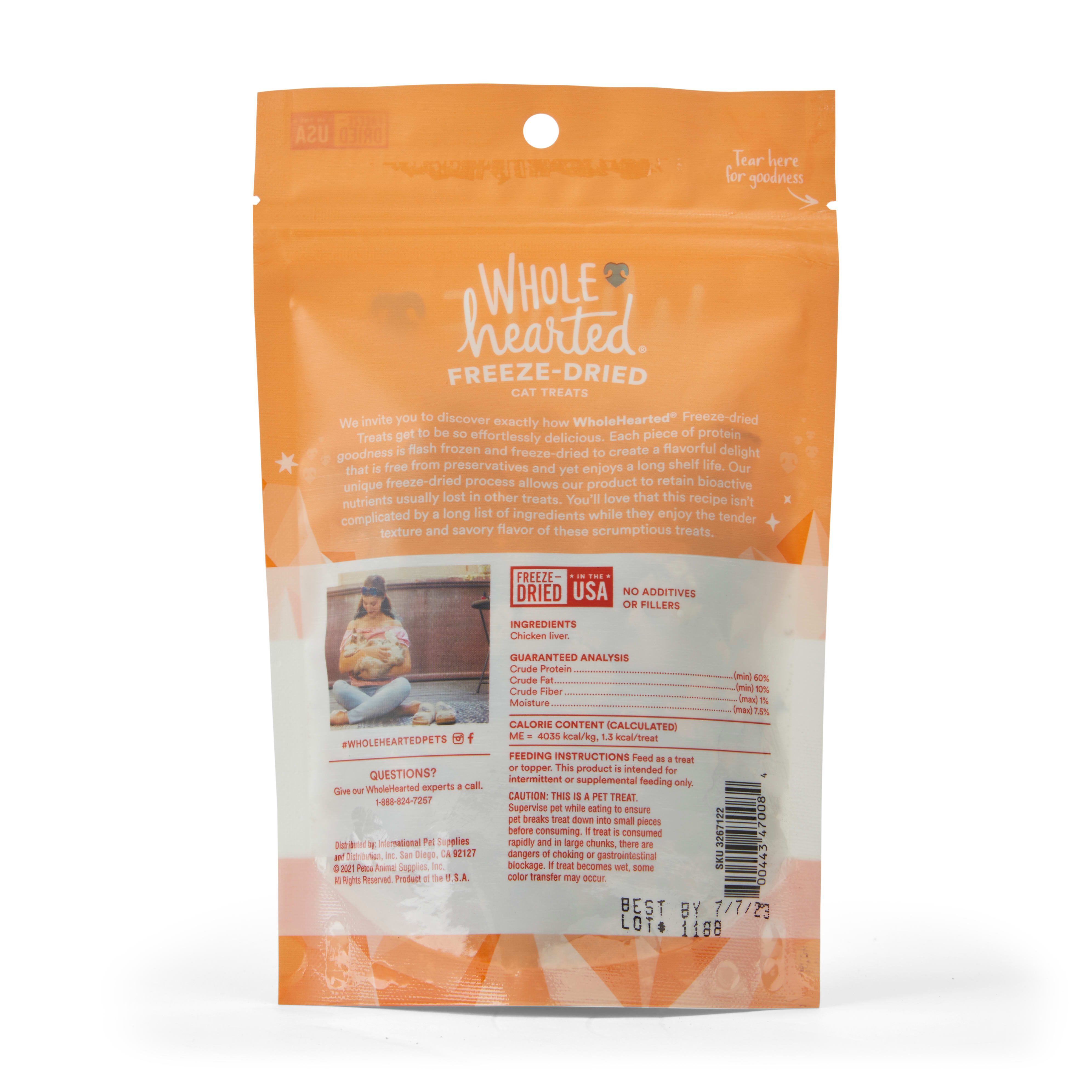 WholeHearted Chicken Liver Freeze-Dried Cat Treats， 2 oz.