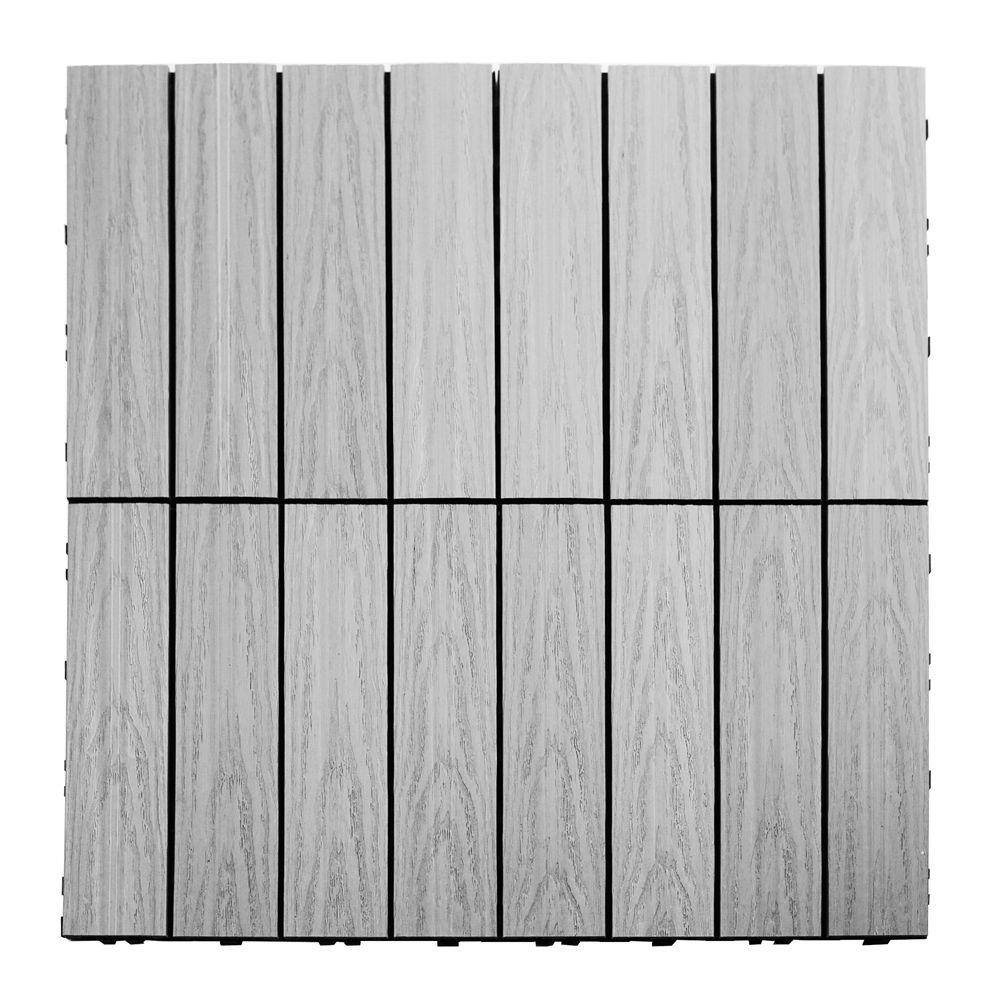 NewTechWood UltraShield Naturale 1 ft. x 1 ft. Quick Deck Outdoor Composite Deck Tile Sample in Icelandic Smoke White US-QD-ZX-SW-S