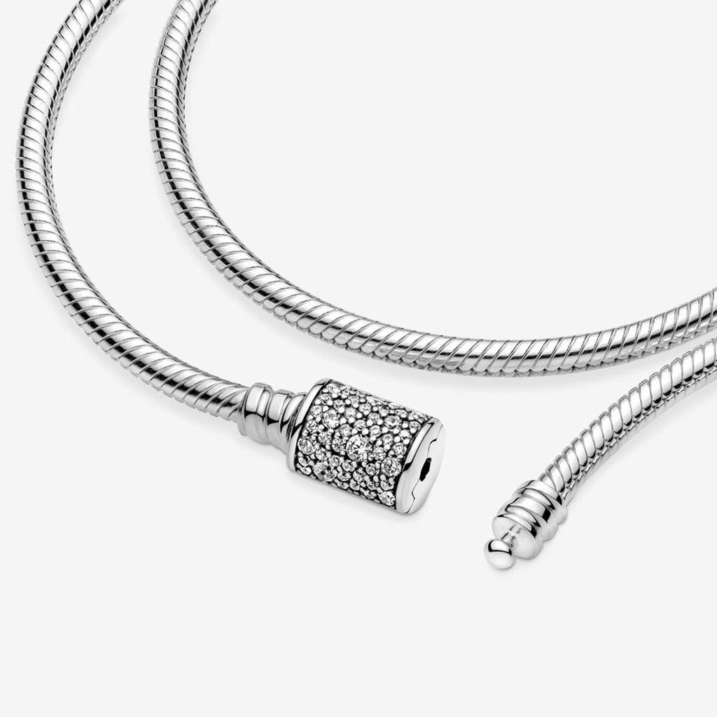 PANDORA  Pandora Moments Double Wrap Barrel Clasp Snake Chain Bracelet