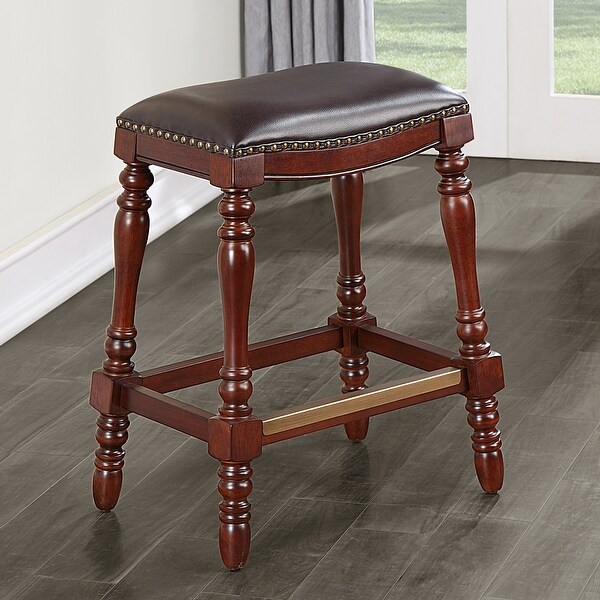 Clinton Saddle Seat Counter Stool， Cherry