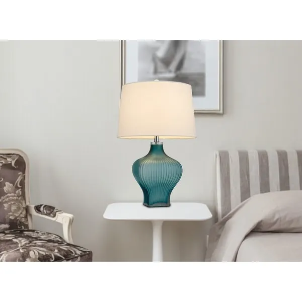 150W 3 way Payson fluted art glass table lamp