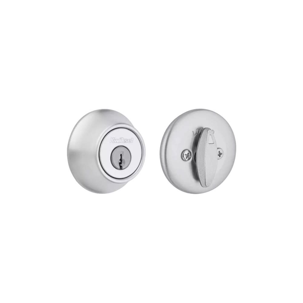 Satin Chrome Single Cylinder Deadbolt with Pin and Tumbler