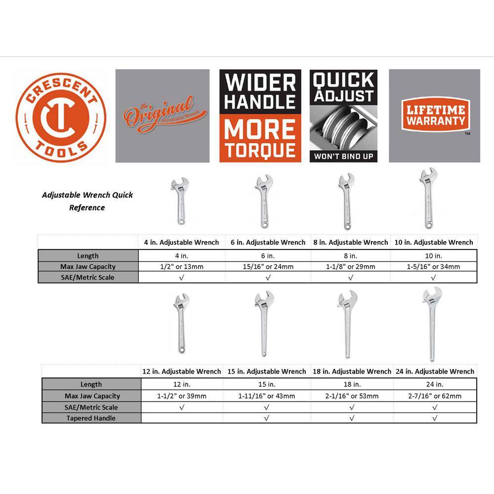 Crescent 8 in. Chrome Adjustable Wrench AC28VS