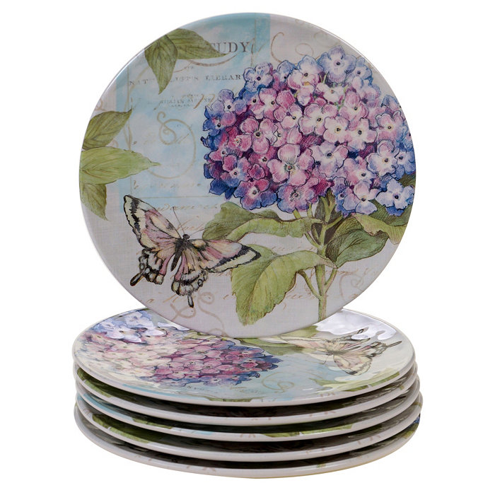 Certified International Hydrangea Garden Melamine 6-Pc. Salad Plate Set