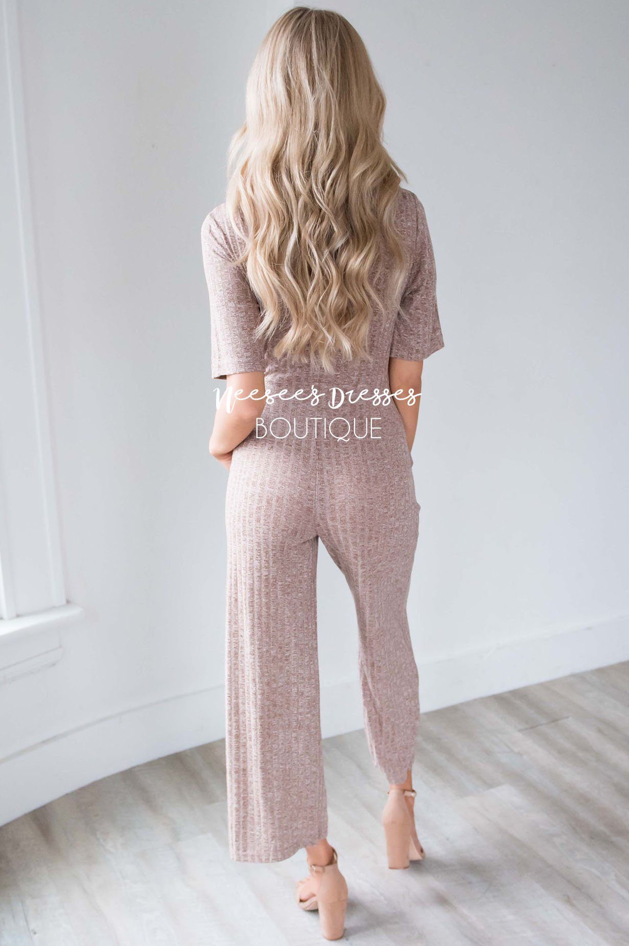 Mocha Zipper & Tie Front Jumpsuit