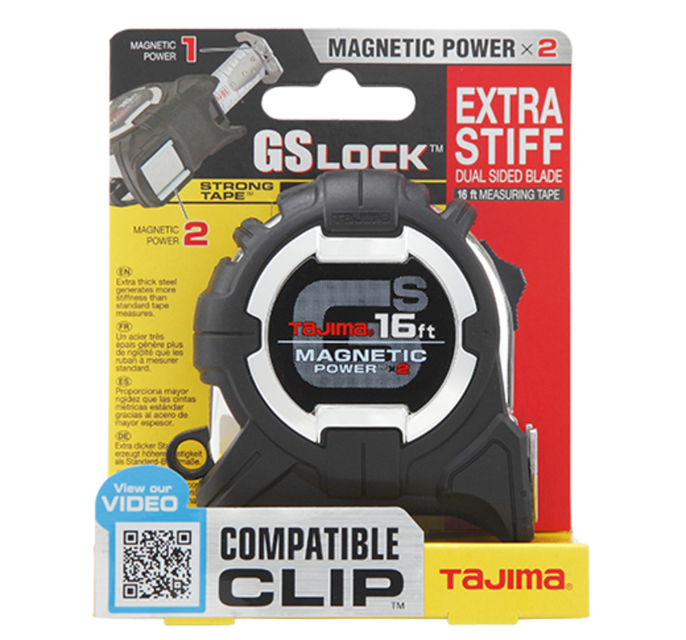 Tajima GS LOCK Measuring Tape 16and#8242; x 1 MAGNETIC POWER x 2 with Compatible Clip