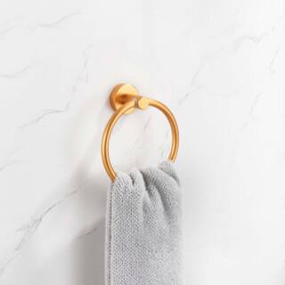 Wall Mounted Bath Accessory Space Aluminum Round Towel Ring In Gold W1083KMJ58007