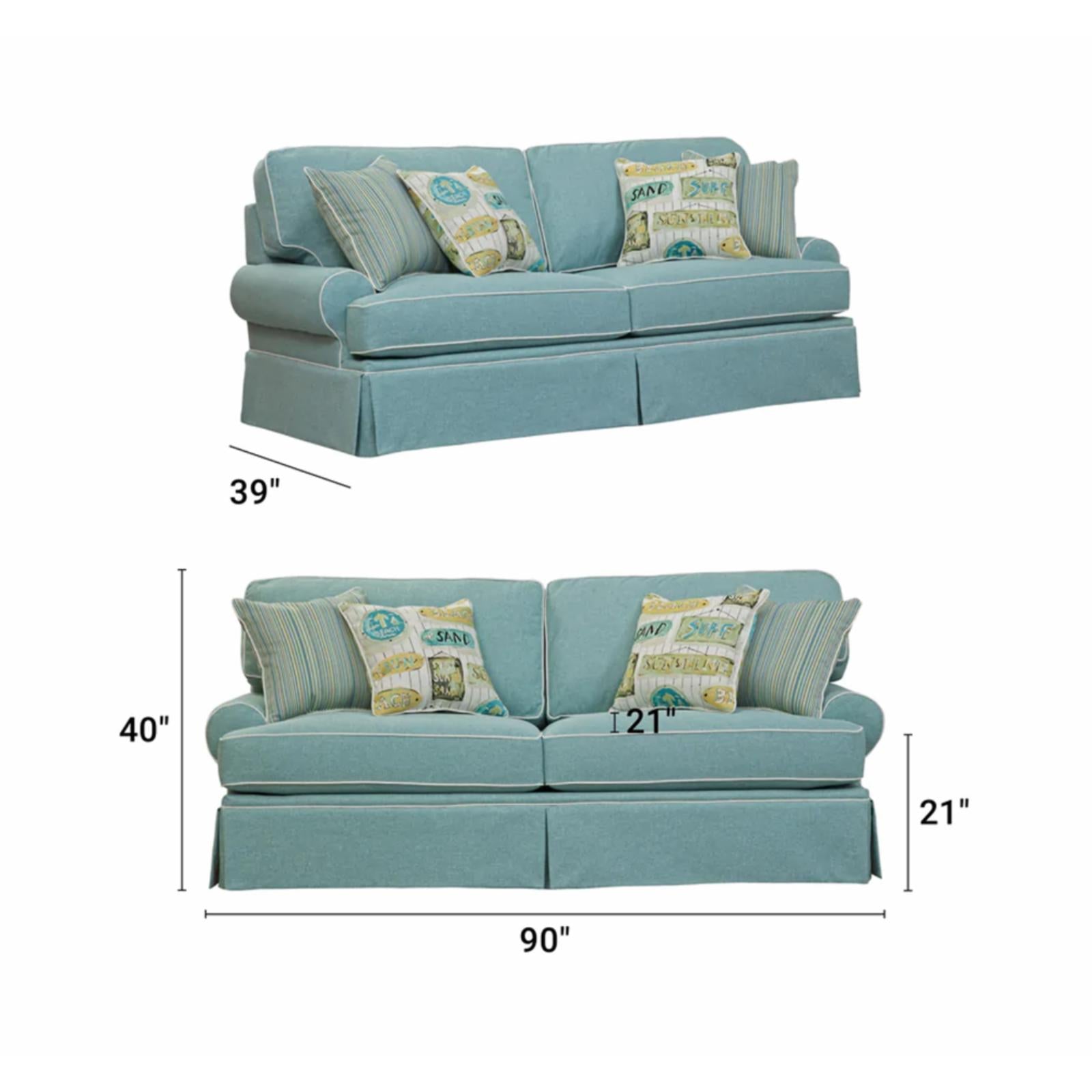 American Furniture Classics Coastal Aqua Series Sleeper Sofa with Four Accent Pillows