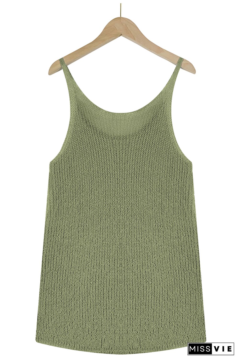 Color Block and Plain U Neck Knit Tank Top