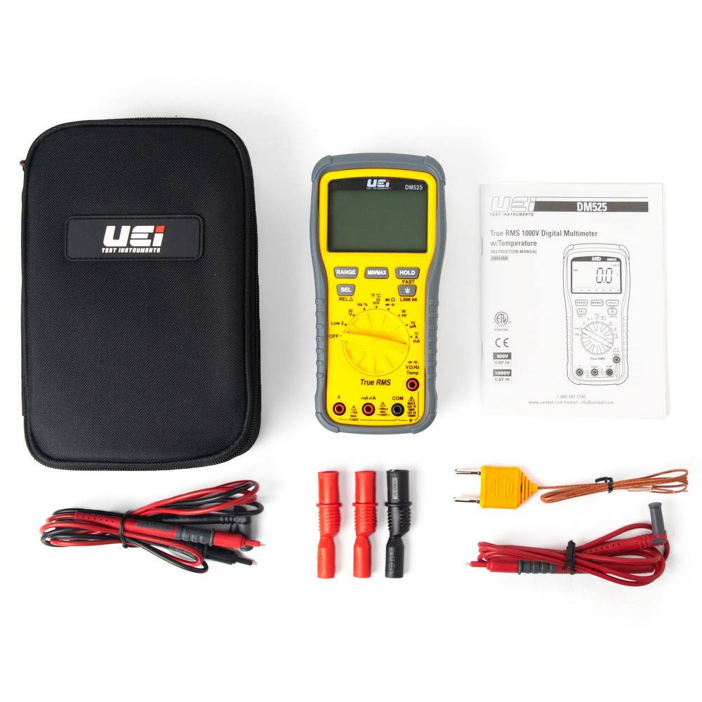 UEi Test Instruments True RMS 1000-Volt Contemporary Industrial Digital Multi-Meter with Temperature DM525