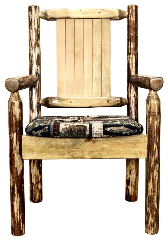 Montana Woodworks Glacier Country Hand Crafted Wood Captain  x27s Chair in Brown   Rustic   Dining Chairs   by Homesquare  Houzz