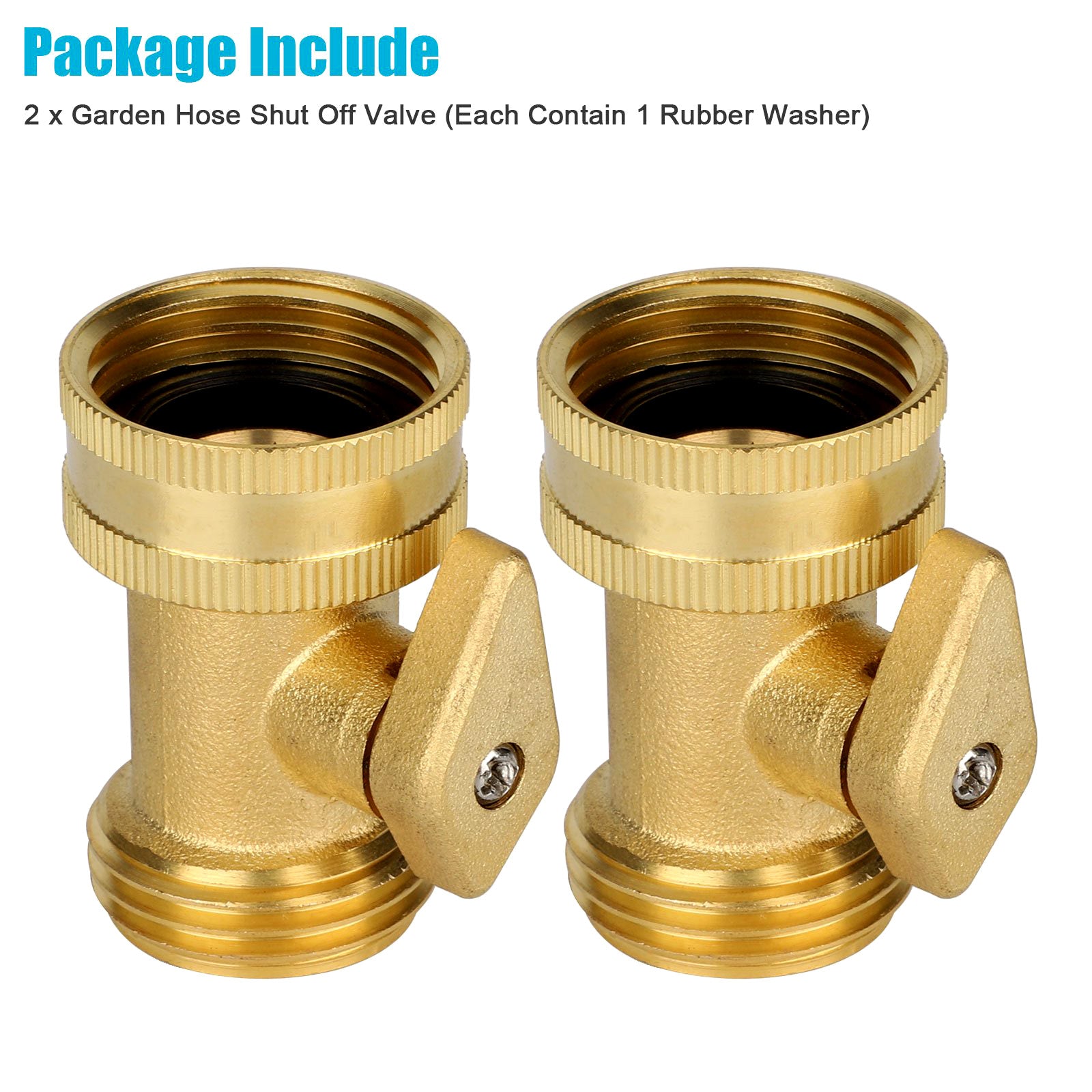 EEEkit 2pcs Heavy Duty Brass Garden Hose Shut Off Valve， 3/4