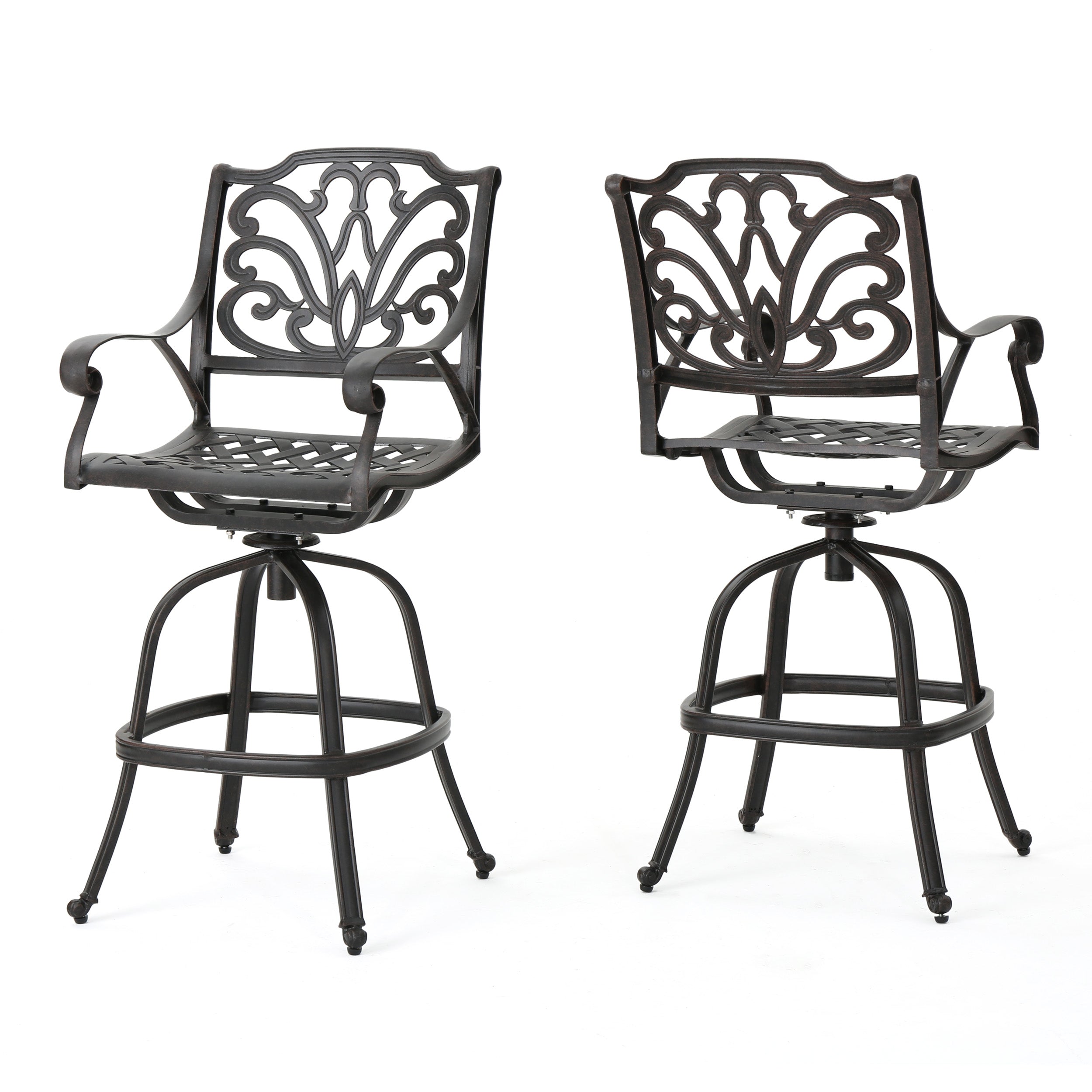 Calandra 30-Inch Outdoor Bronze Finished Cast Aluminum Barstools