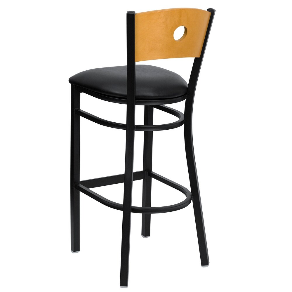 Wood Circle Back Metal Restaurant Barstool   16.75\