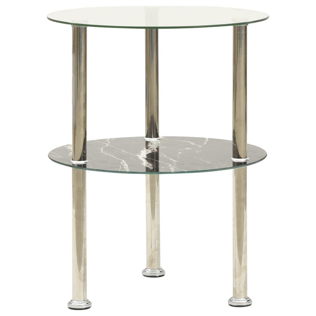 vidaXL 2-Tier Side Table Transparent and Black 15