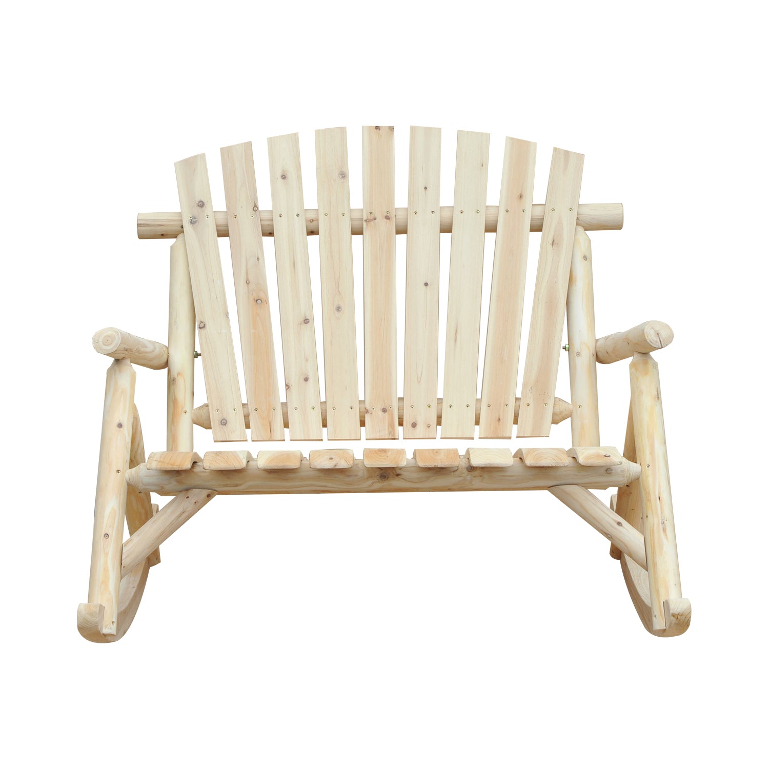 Suzicca 2 Person Fir Wood Rustic Outdoor Patio Adirondack Rocking Chair Bench