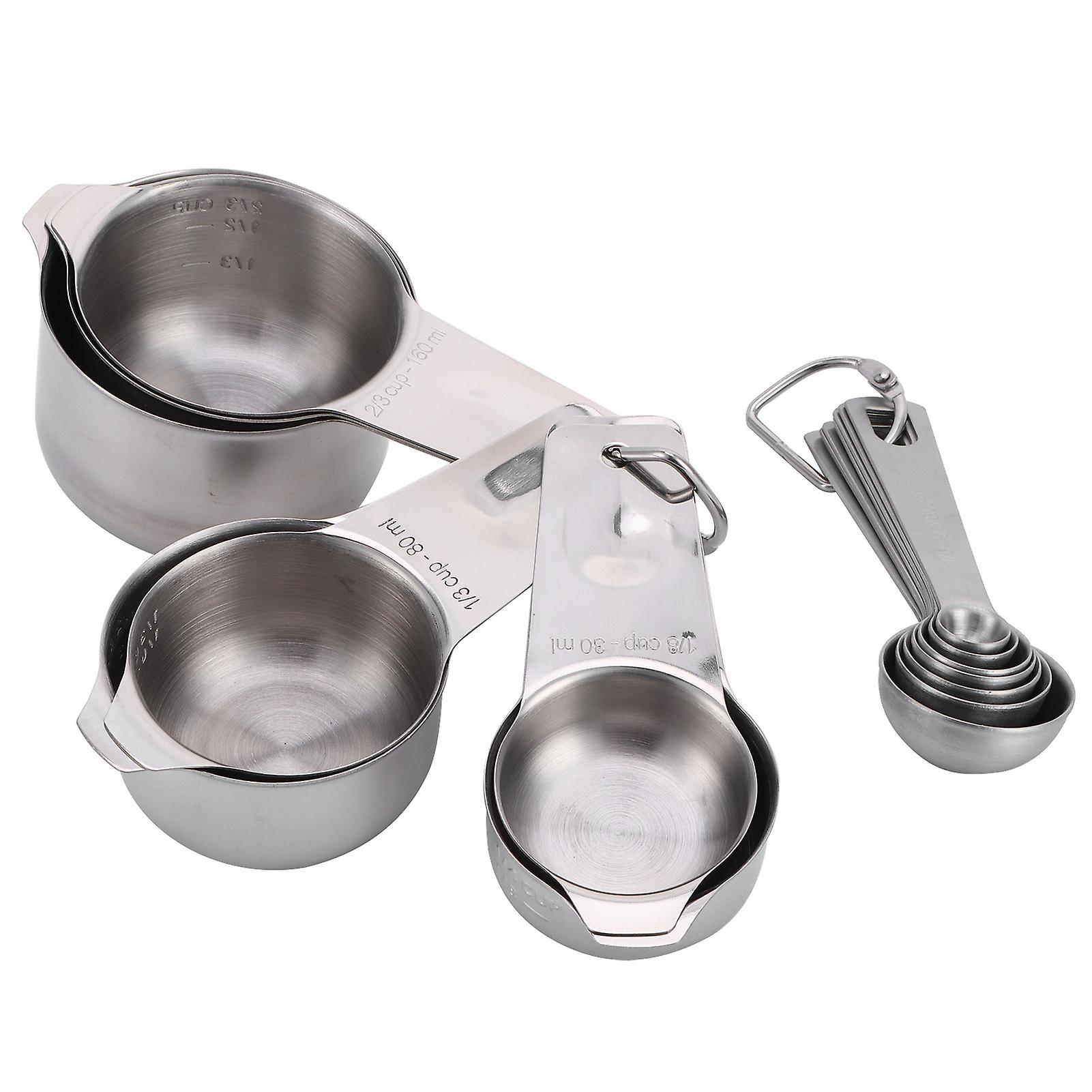 14pcs/set Measuring Cups Spoons Kit With Scales Food Grade Stainless Steel Baking Measuring Tool