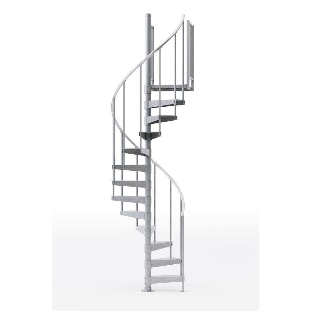 Mylen STAIRS Reroute Galvanized Exterior 42in Diameter Fits Height 102in - 114in 2 42in Tall Platform Rails Spiral Staircase Kit EC42Z11A004