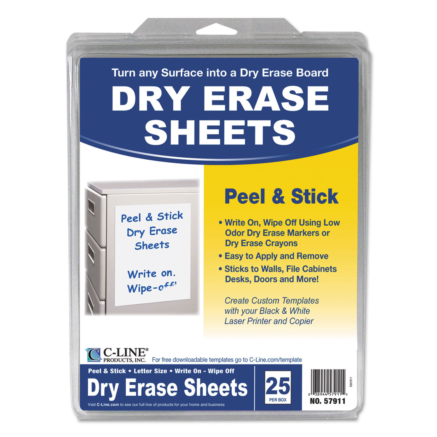 Self-Stick Dry Erase Sheets by C-Lineandreg; CLI57911