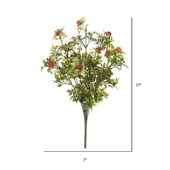 Vickerman 17 Grn Pea Leaf Orange Berry Spray 2/Pk