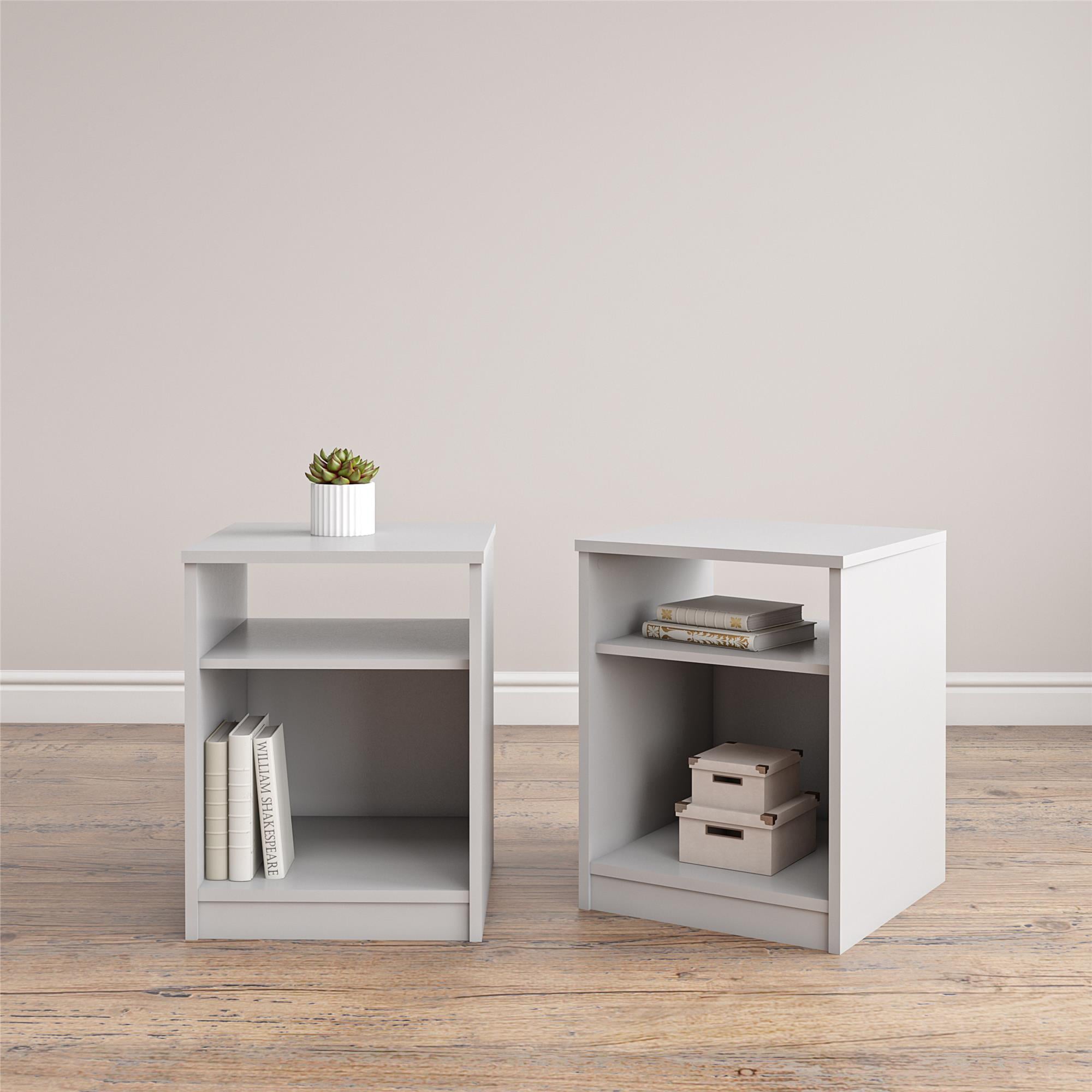 (Set of 2) Mainstays Classic Open Shelf Nightstand, Dove Gray