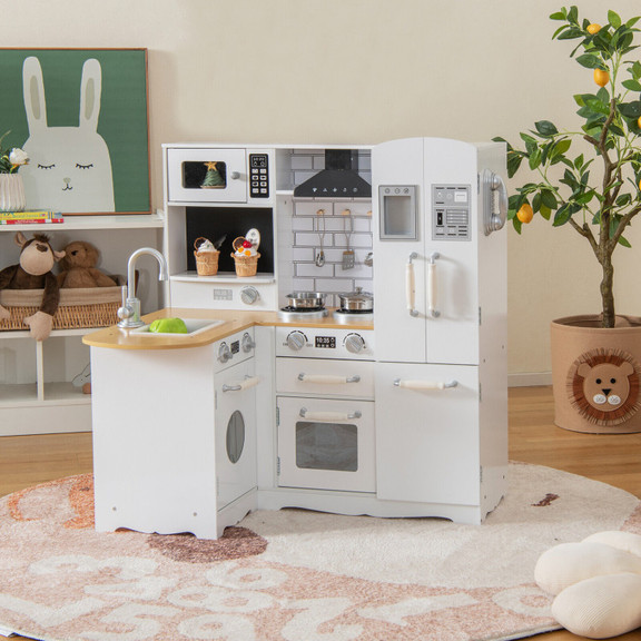 Costway 15392648 Wooden Kid's Corner Kitchen Plays...