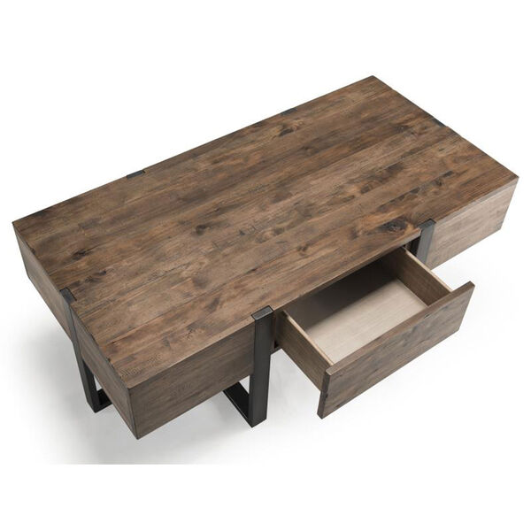 Prescott Modern Reclaimed Wood Condo Rectangular Coffee Table in Rustic Honey