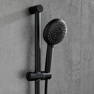 WELLFOR 4-Spray Multi-Function Wall Bar Shower Kit with Hand Shower in Matte Black WA3001MB