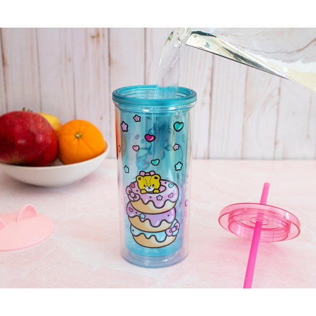 Silver Buffalo Hello Kitty Stacked Donuts Carnival Cup With Lid And Straw Holds 20 Ounces