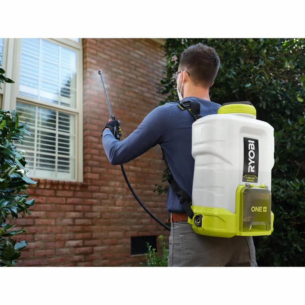 Ryobi One+ 18v Cordless Battery 4 Gal. Backpack Chemical Sprayer With 2.0 Ah Battery And Charger