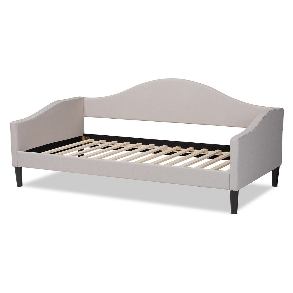 Milligan Modern   Contemporary Beige Fabric Upholstered Wood Daybed