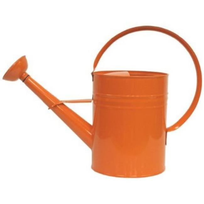 HIT 8582E TA 1 gal Enameled Galvanized Steel Watering Can with Removable Rosette& Tangerine