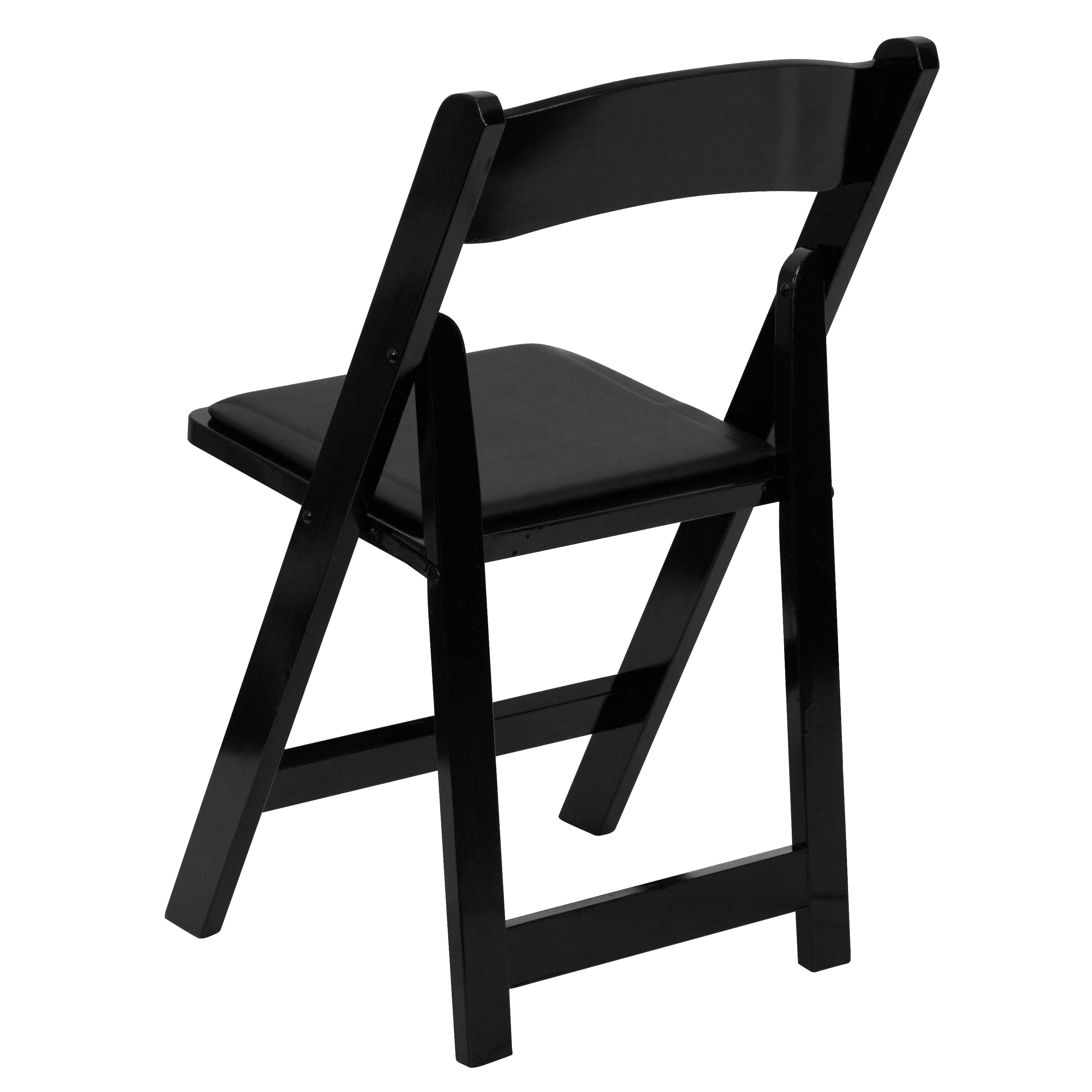 Emma + Oliver 2 Pack Black Wood Folding Chair with Vinyl Padded Seat