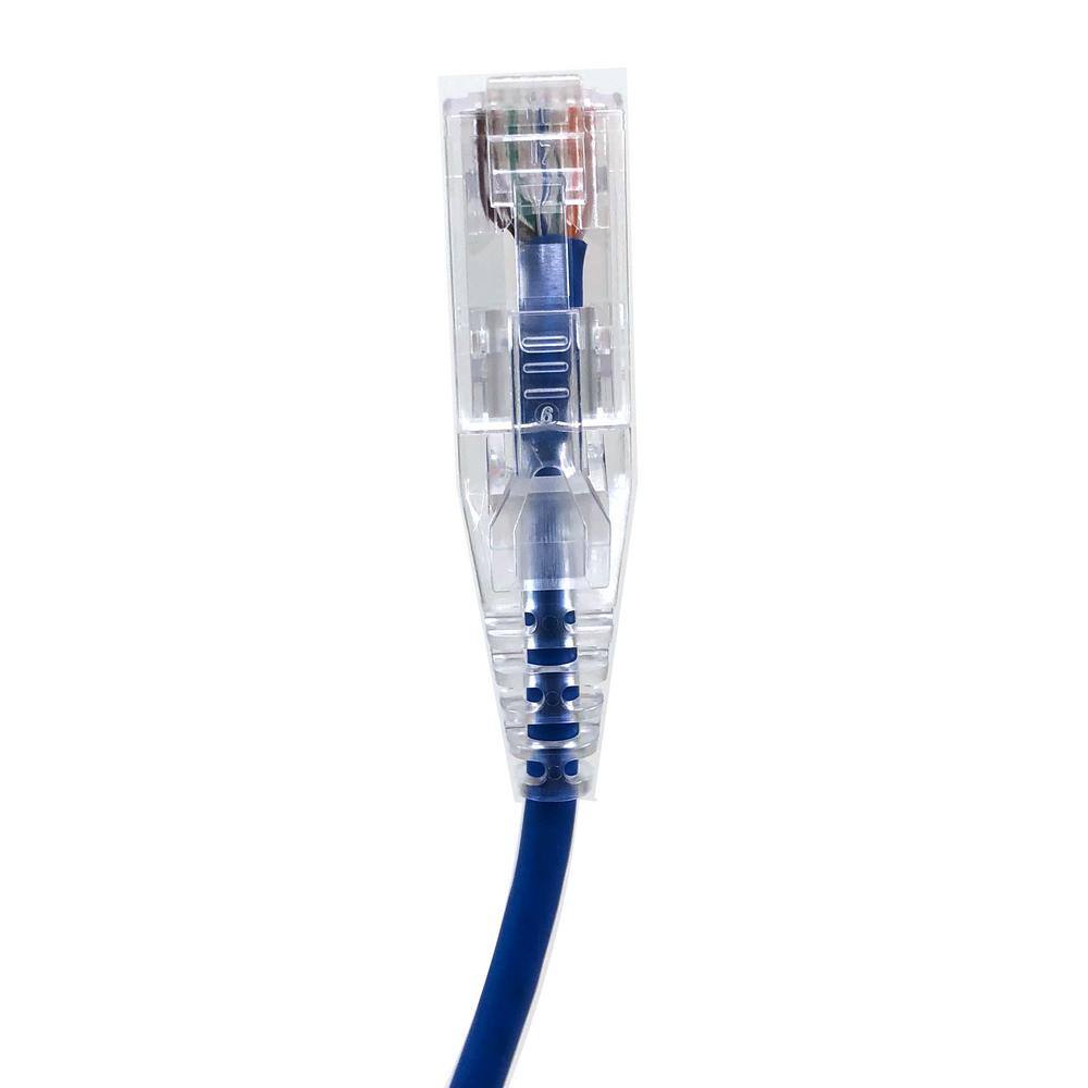 Micro Connectors Inc 100 ft. 28 AWG Ultra Slim CAT6 RJ45 Unshielded Twisted Pair Patch Cable Blue E08-100BL-SLIM