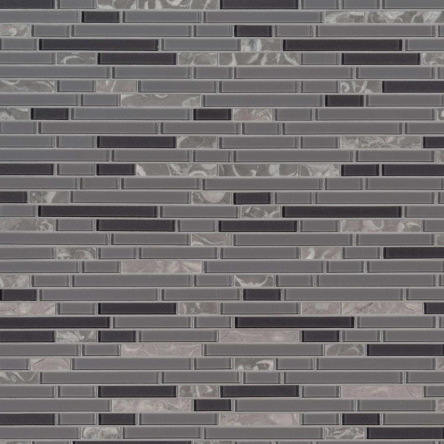 MSI Lorena Grigio Interlocking 12 in. x 12 in. x 4mm Glass Stone Mesh-Mounted Mosaic Tile (19.6 sq. ft. / case)