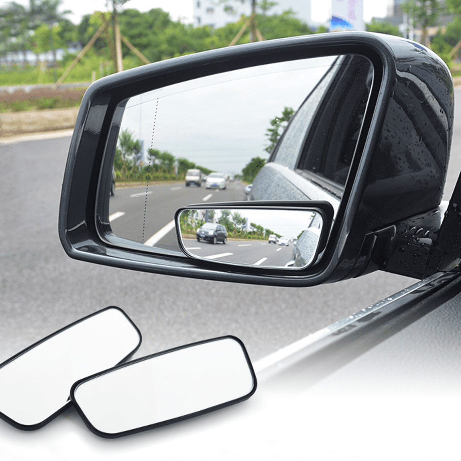 Rectangle Blind Spot Mirror， 360 Degree HD Glass and ABS Housing Convex Wide Angle Rearview Mirror for Universal Car Fit (Pack of 2)