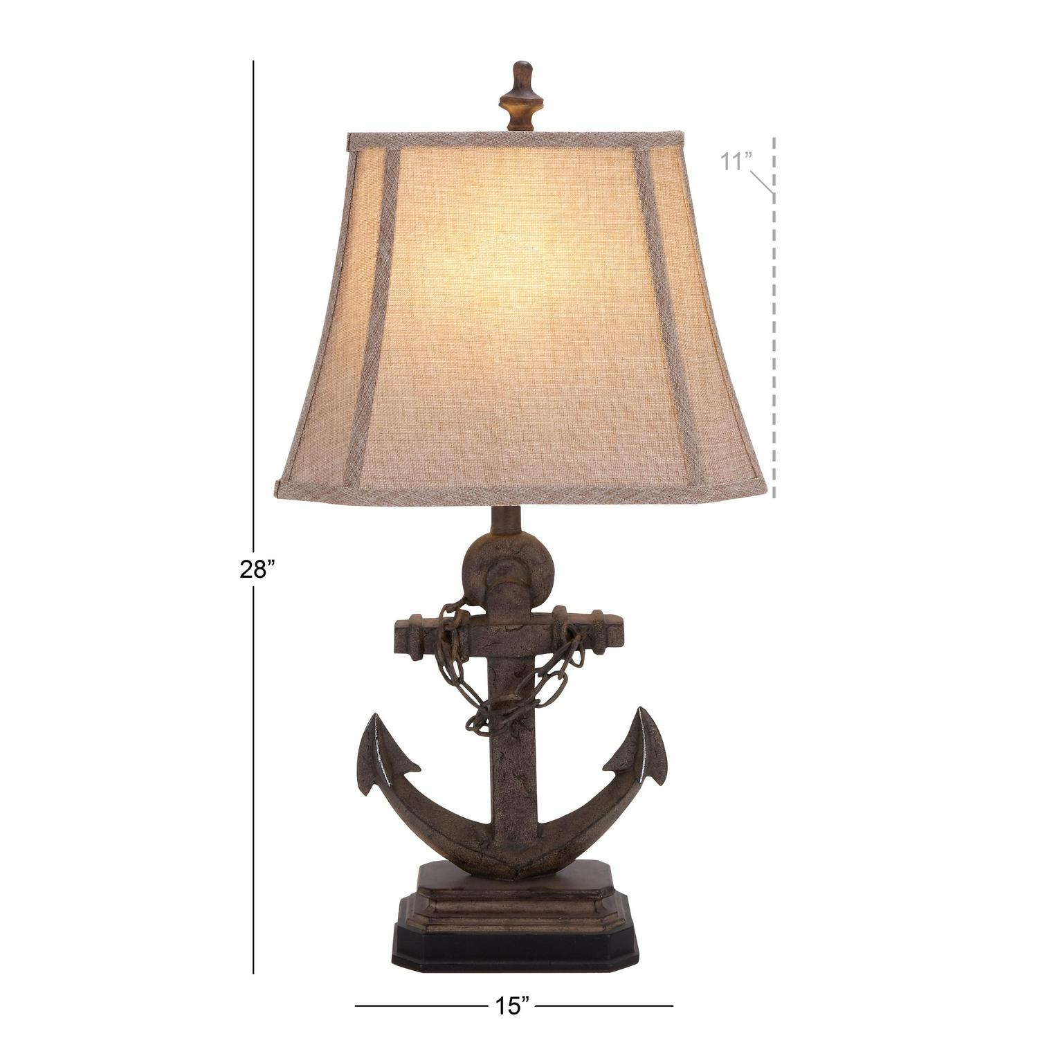 DecMode Brown Polystone Nautical Table Lamp 28 ， Set of 2