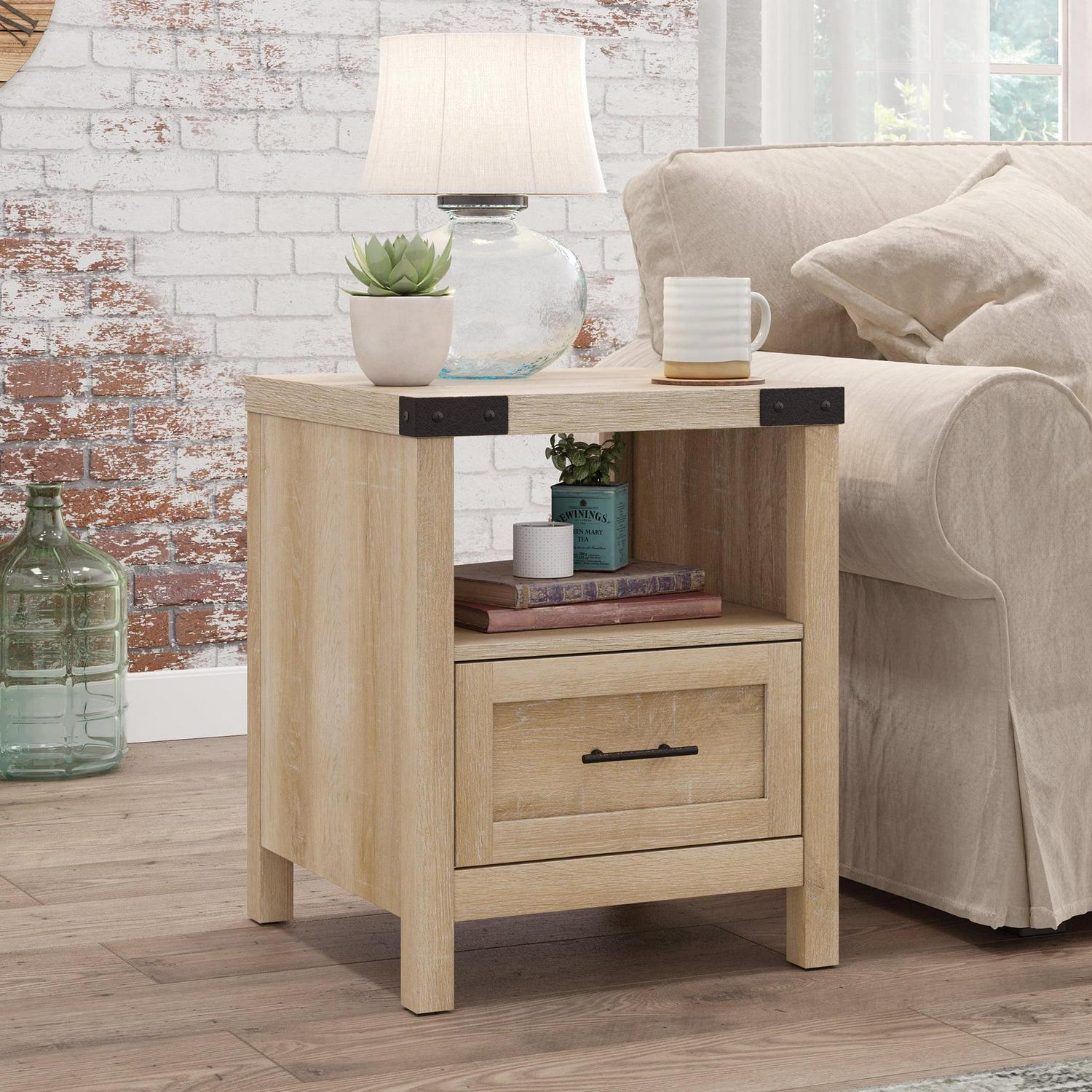 Sauder Saddler Way Modern Farmhouse End Table Orchard Oak Finish  Crowdfused