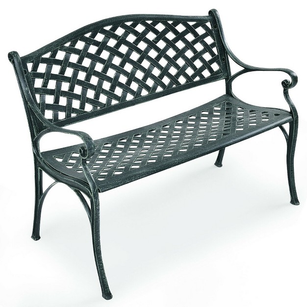 Costway 40 x27 x27 Outdoor Antique Garden Bench Aluminum Frame Seats Chair Patio Garden Furni