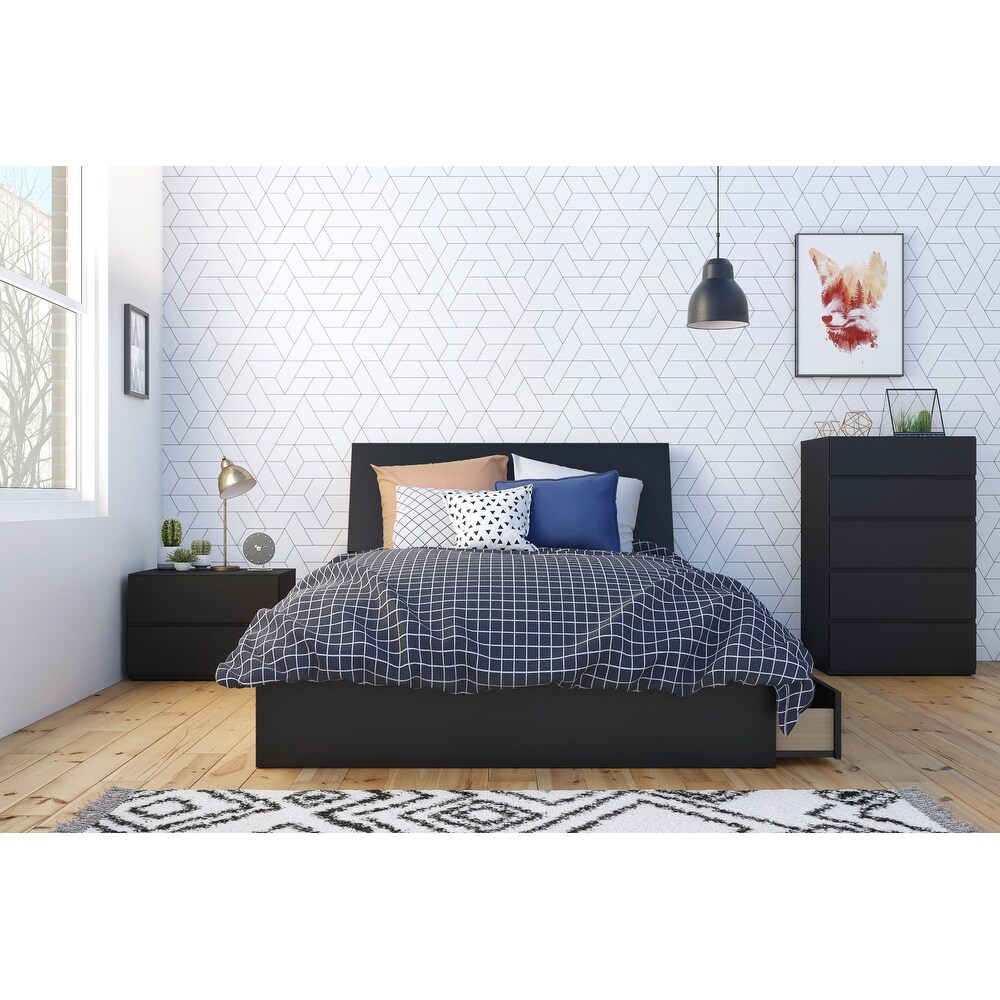 Nexera Storage Bed with Headboard  Black