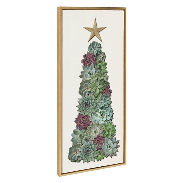 X 40 quot Sylvie Holiday Succulent Tall Tree Framed Canvas By The Creative Bunch Studio Gold Kate amp Laurel All Things Decor