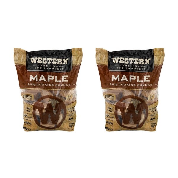 Western BBQ Maple Barbecue Flavor Wood Cooking Chunks for Grilling (2 Pack) - 8