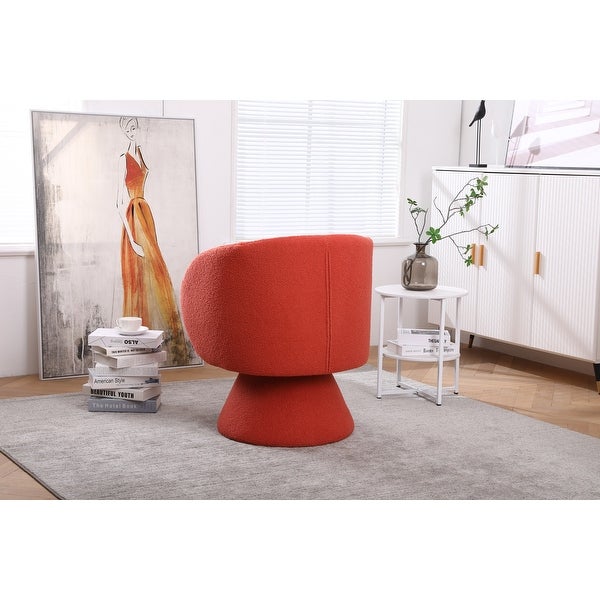 Modern Accent Chair Swivel Armchair， Round Fabric Barrel Chairs Single Sofa Lounge Chair with Small Pillow for Living Room