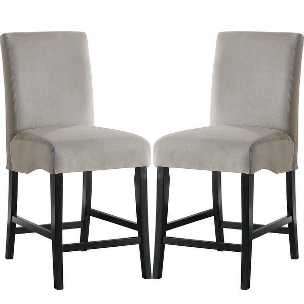 Classic Grey Upholstery with Black Finished Legs Counter Height Dining Stools (Set of 2)