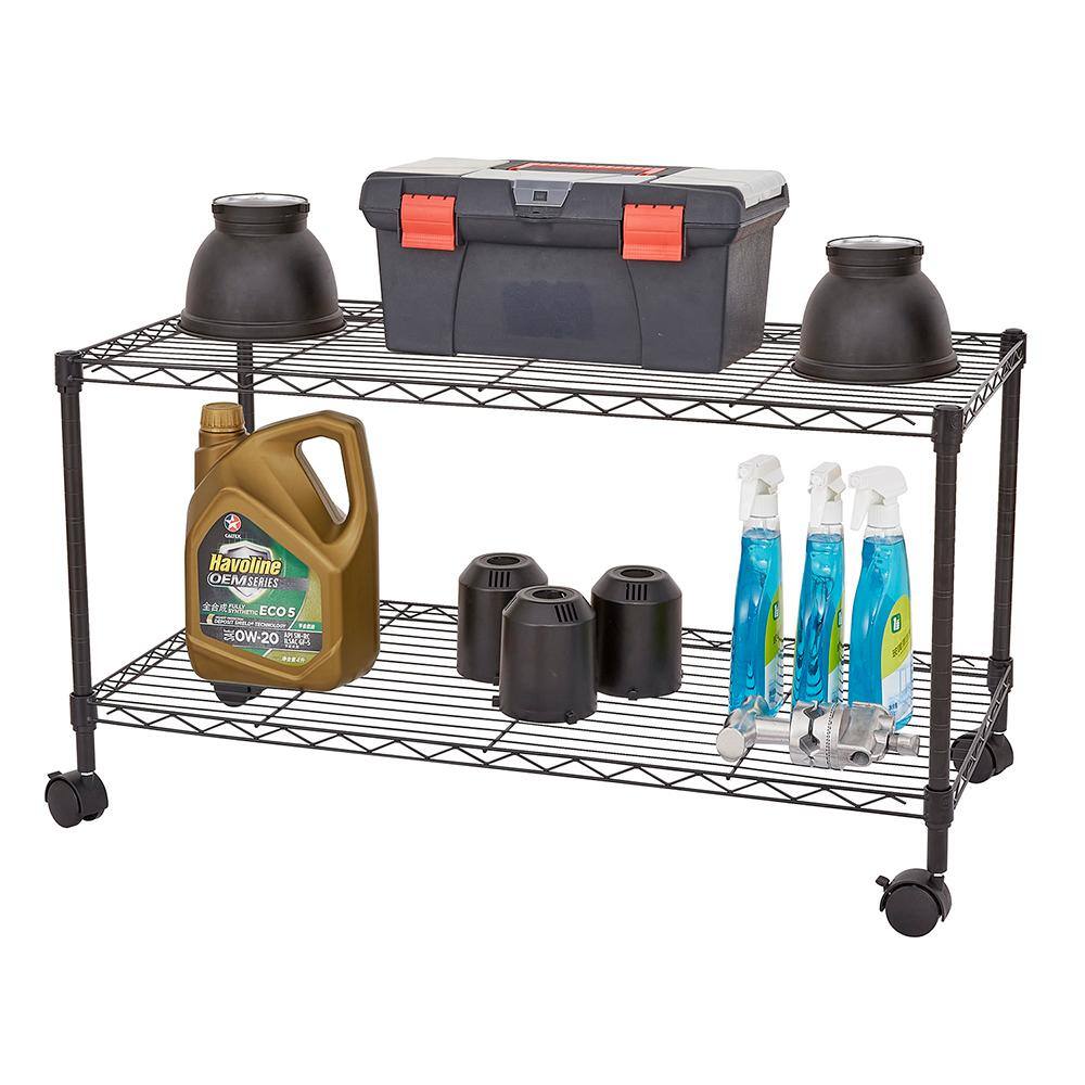 Karl home 2-Shelf Steel 4-Wheeled Media Cart in Black 989073916947