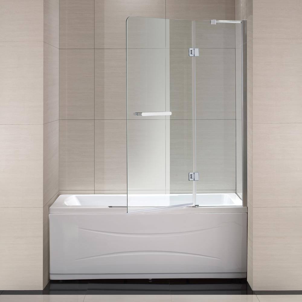 Schon Mia 40 in. W x 55 in. H Pivot Tub Door in Chrome with Clear Glass SC70014