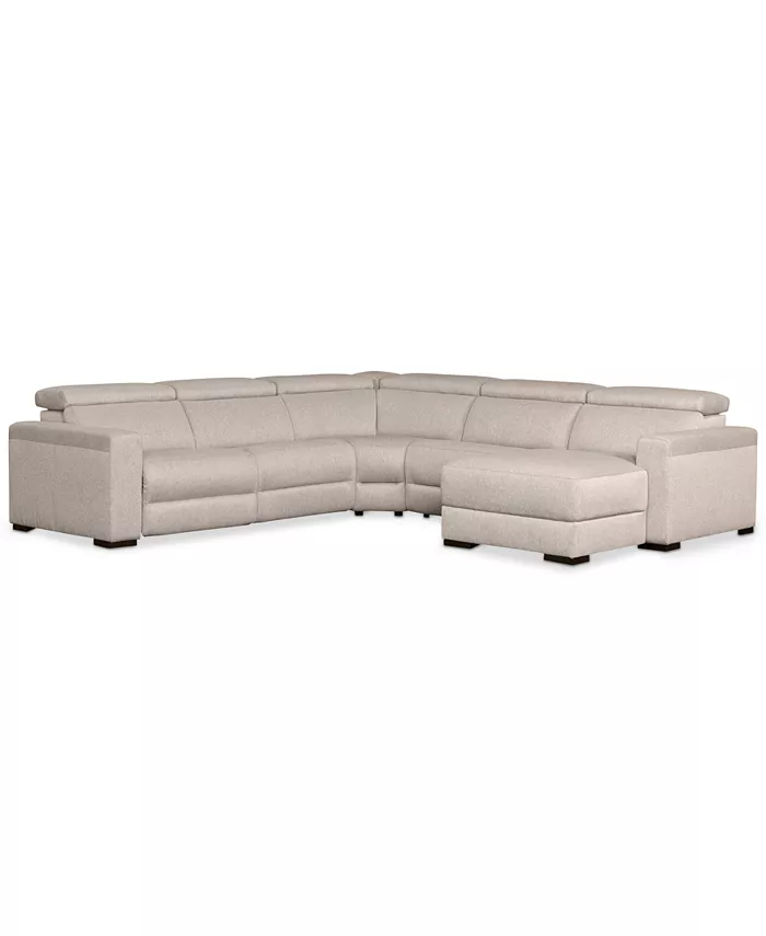 Furniture Nevio 124 5-Pc. Fabric Sectional Sofa with Chaise