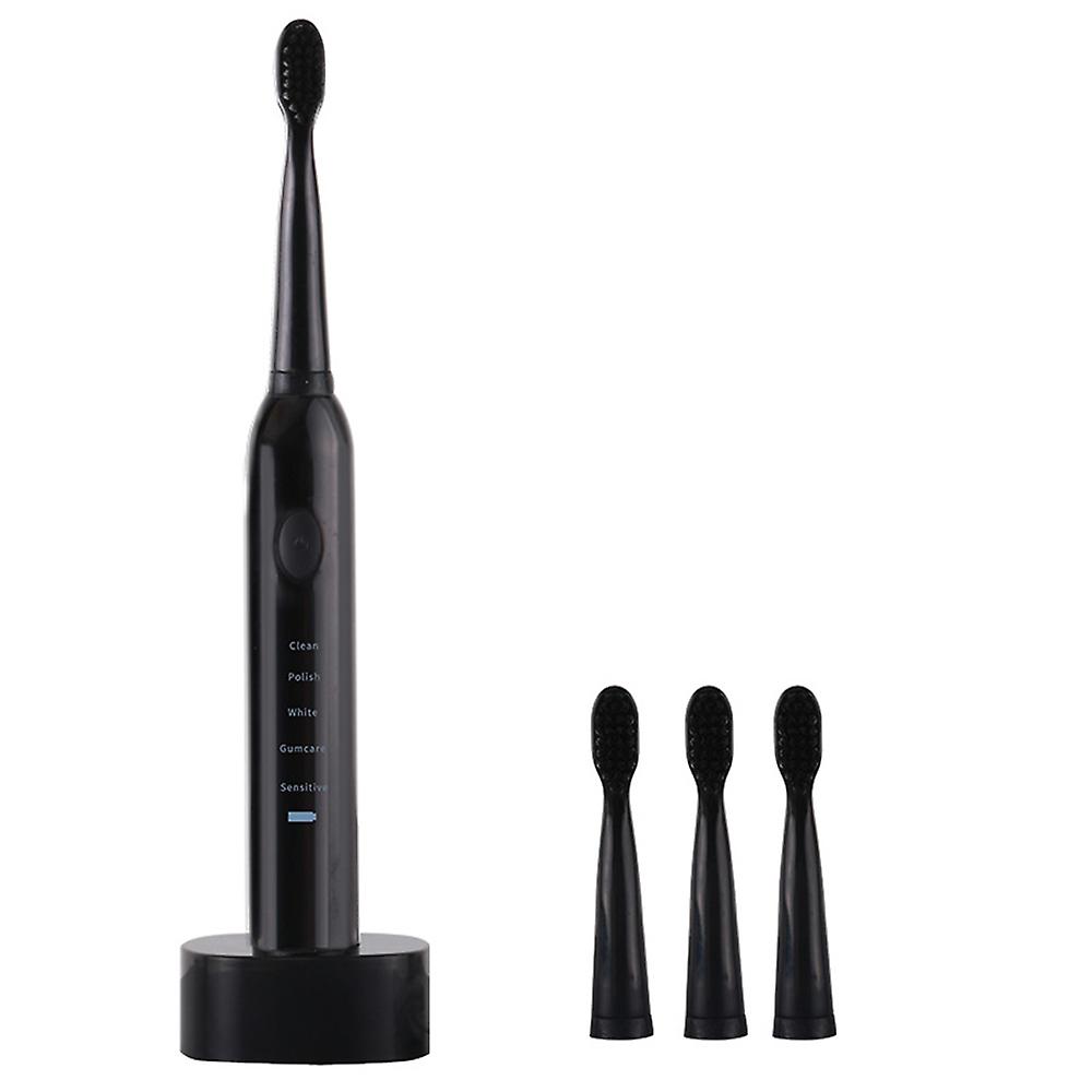 Sa-86 Electric Toothbrush Usb Rechargeable Toothbrush High Frequency Low Noise Timing 5 Modes Adjustable Waterproof 4 Brush Heads Black