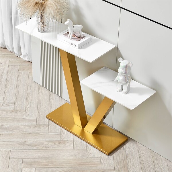 Console Table，Exquisite Shape Design w/ Adjustable Foot Pads