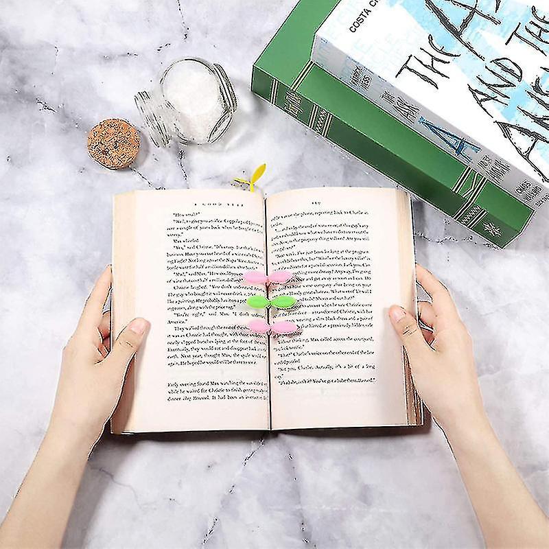 Silicone Sprout Page Clip Bookmark Bookworm Creative Gift (green) 6 Pieces